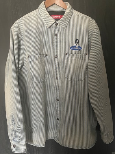 Supreme Quilted Lined Denim Snap Shirt "Stripe"