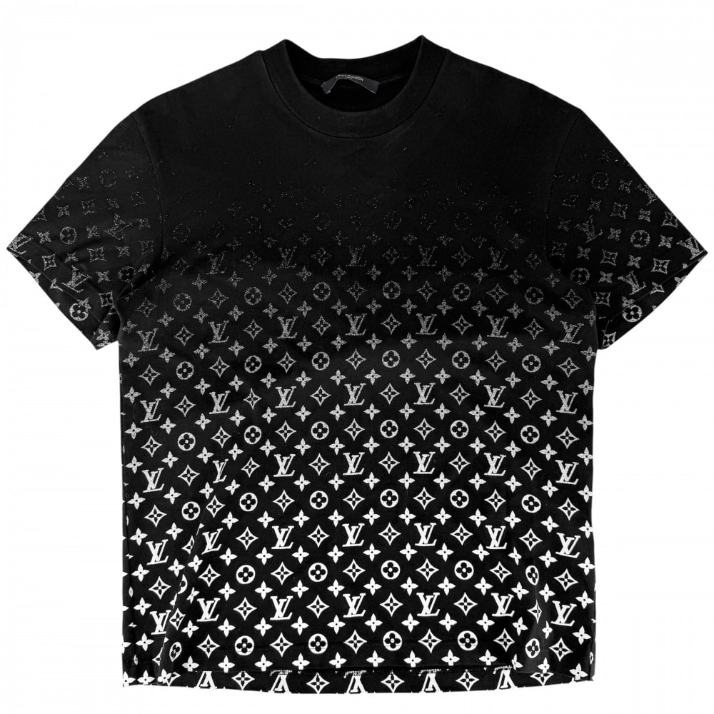 LOUIS VUITTON ルイヴィトン 半袖Tシャツ モノグラム グラディエント アパレル トップス 服 M ブラック 黒 ホワイト 白 コットン    メンズ 春 夏【中古品】