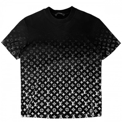 LOUIS VUITTON ルイヴィトン 半袖Tシャツ モノグラム グラディエント アパレル トップス 服 M ブラック 黒 ホワイト 白 コットン メンズ 春 夏【中古品】