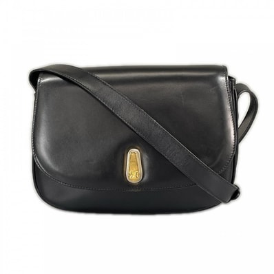 CELINE セリーヌ ショルダーバッグ オールドセリーヌ レザー ブラック 黒 ゴールド金具 レディース【中古品】