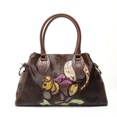 フェンディ FENDI エトニコ ハラコ パイソン トートバッグ【中古】