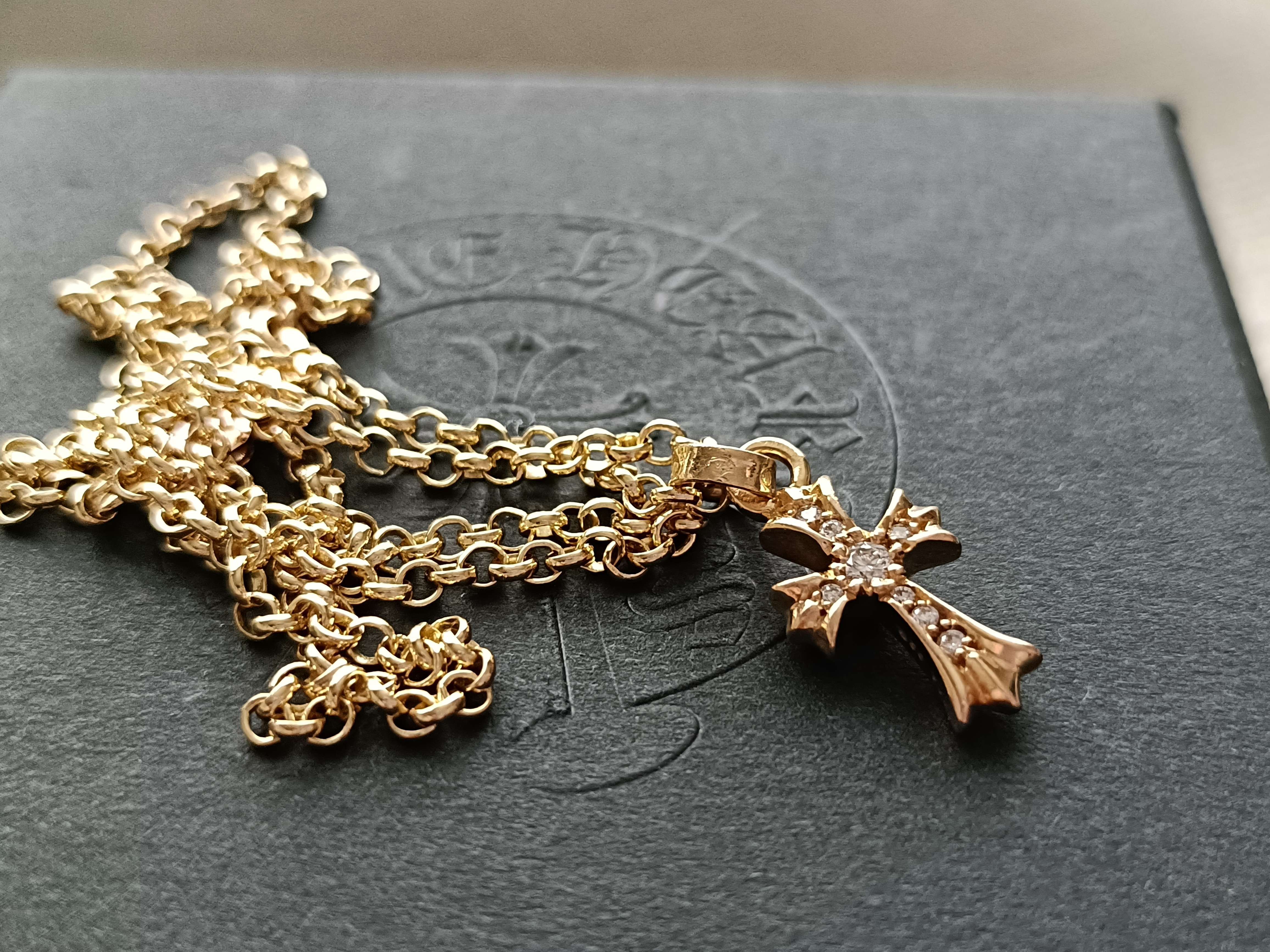 クロムハーツ 22K CH クロス ベビーファット チャーム ウィズ パヴェ