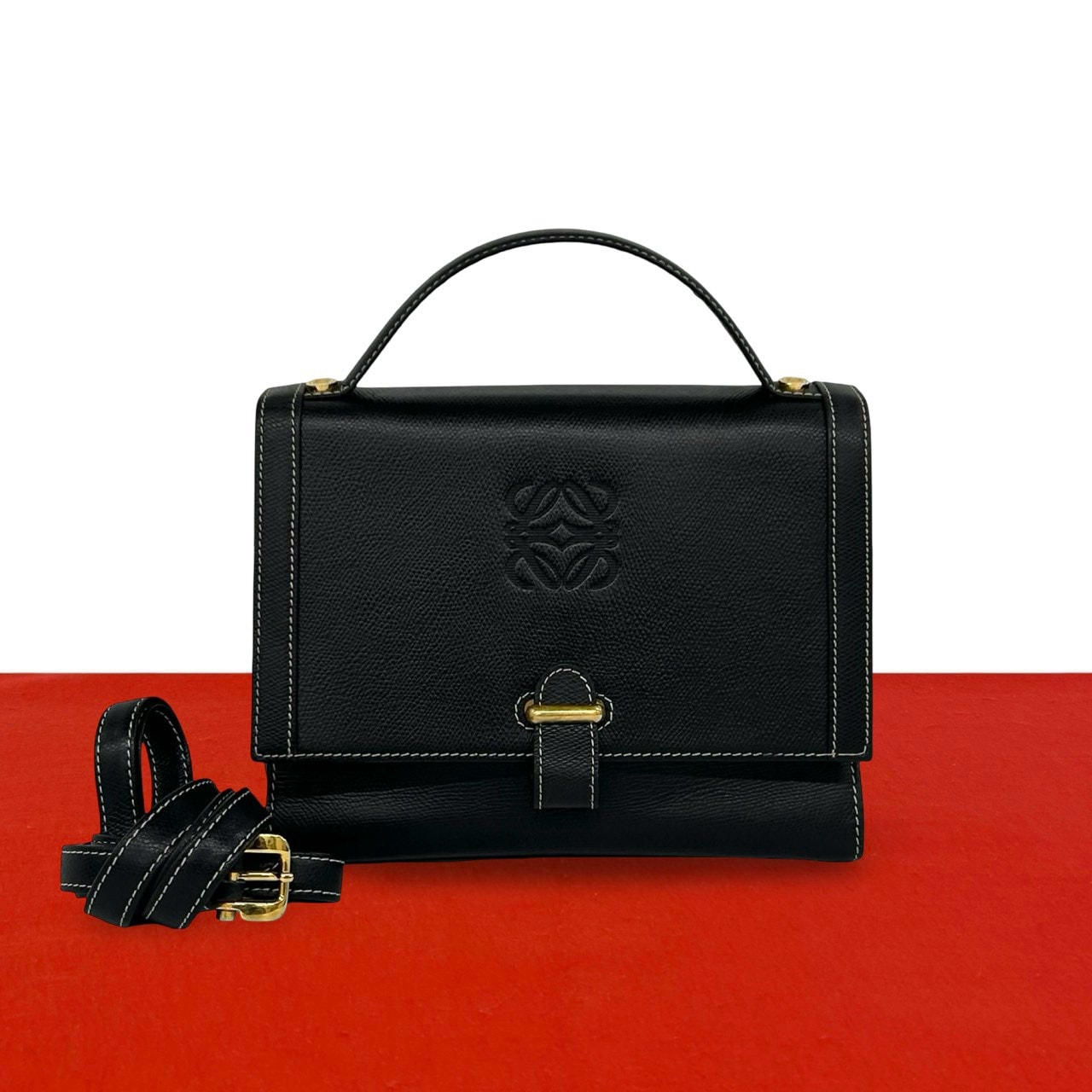LOEWE ロエベ アナグラム ロゴ レザー ショルダーバッグ ブラック
 41729