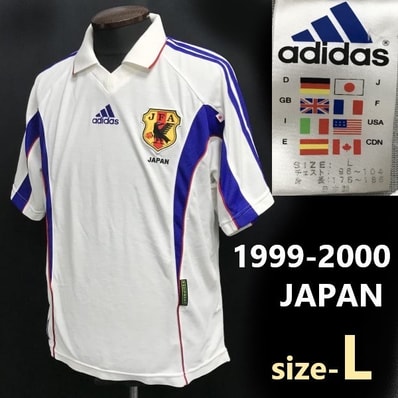 希少品1999年-2000年/アウェイ★サッカー日本代表/レプリカユニフォーム【メンズL/白/日本製/アディダス/adidas】Tops/Shirts/Made in Japan◆cBH766