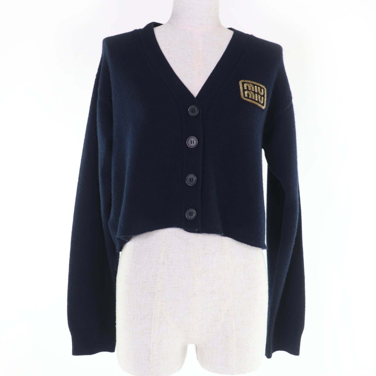 極美品 ミュウミュウ カーディガン ネイビー レディース 36 MMF865