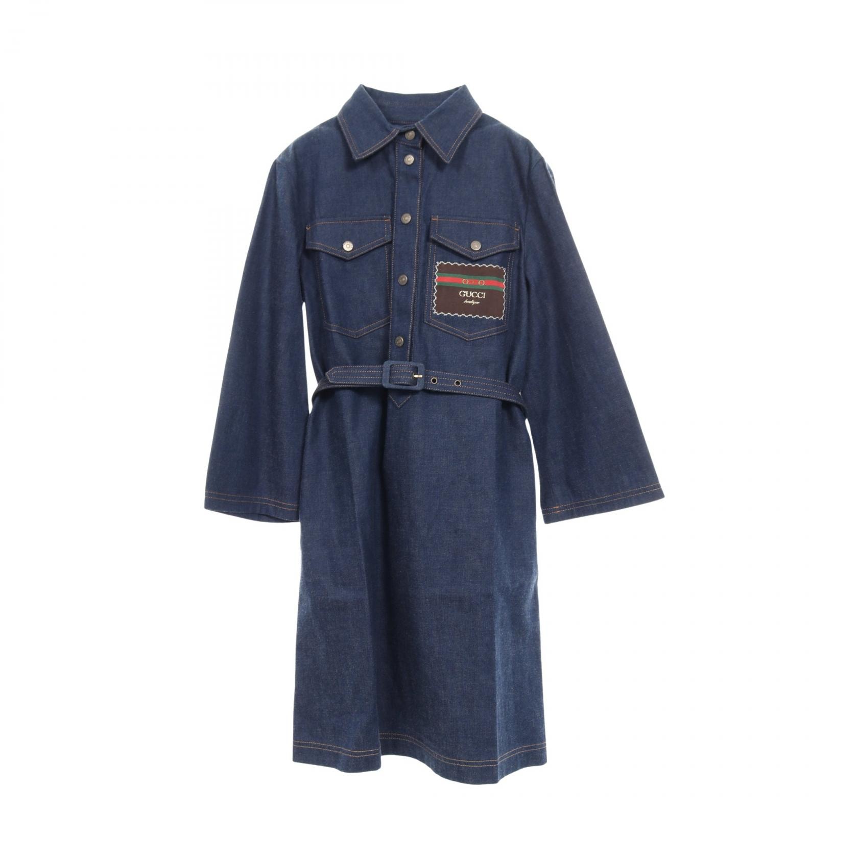 グッチ GUCCI ワンピース 衣料品 トップス コットン レディース ネイビー系 【中古】