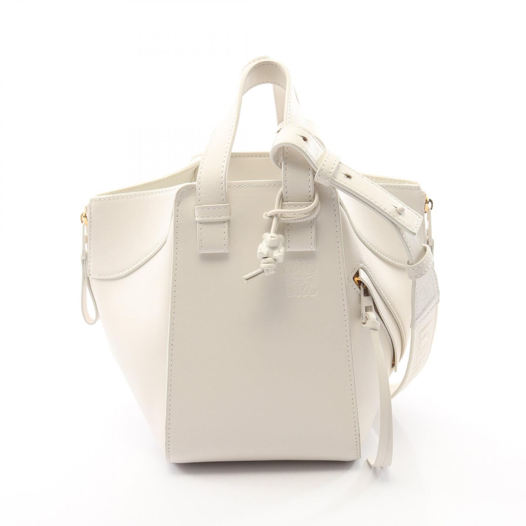 ロエベ LOEWE ハンモックバッグ コンパクト 2WAY ハンドバッグ バッグ レザー レディース ホワイト系 【中古】