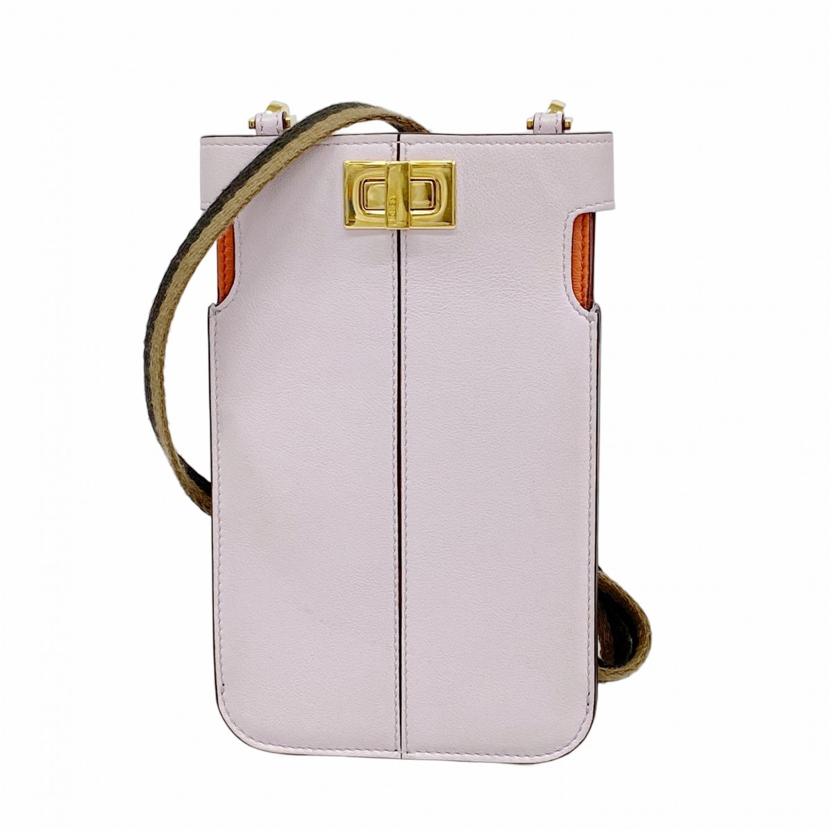 【6fa1597-h】フェンディ フォンケース ピーカブー レザー パープル ゴールド金具【中古】レディース