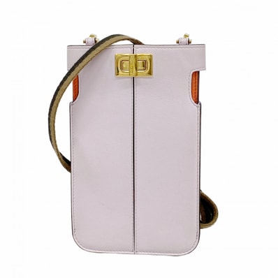 【6fa1597-h】フェンディ フォンケース ピーカブー レザー パープル ゴールド金具【中古】レディース