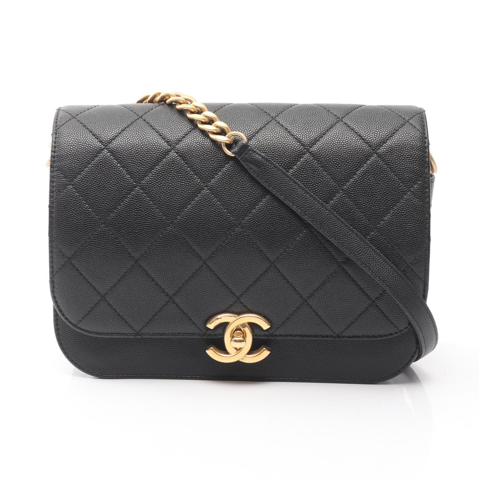 シャネル CHANEL マトラッセ ショルダーバッグ バッグ レザー グレインドカーフスキン レディース ブラック系 【中古】