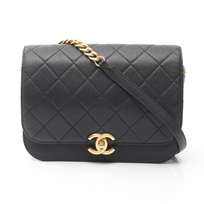 シャネル CHANEL マトラッセ ショルダーバッグ バッグ レザー グレインドカーフスキン レディース ブラック系 【中古】