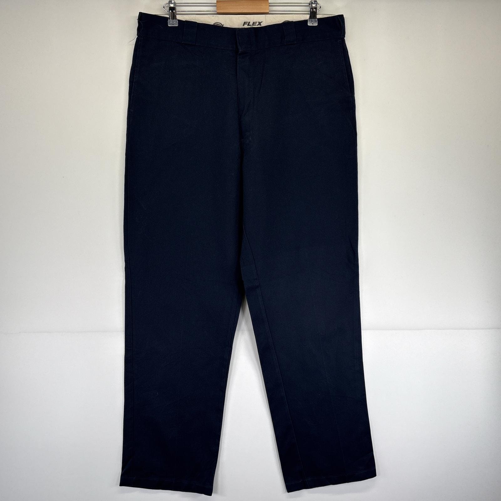 古着 ディッキーズ Dickies ワークパンツ 874 ワンポイントロゴ 長ズボン チノパン 大きいサイズ テーパード w38 L34 ネイビー メンズ