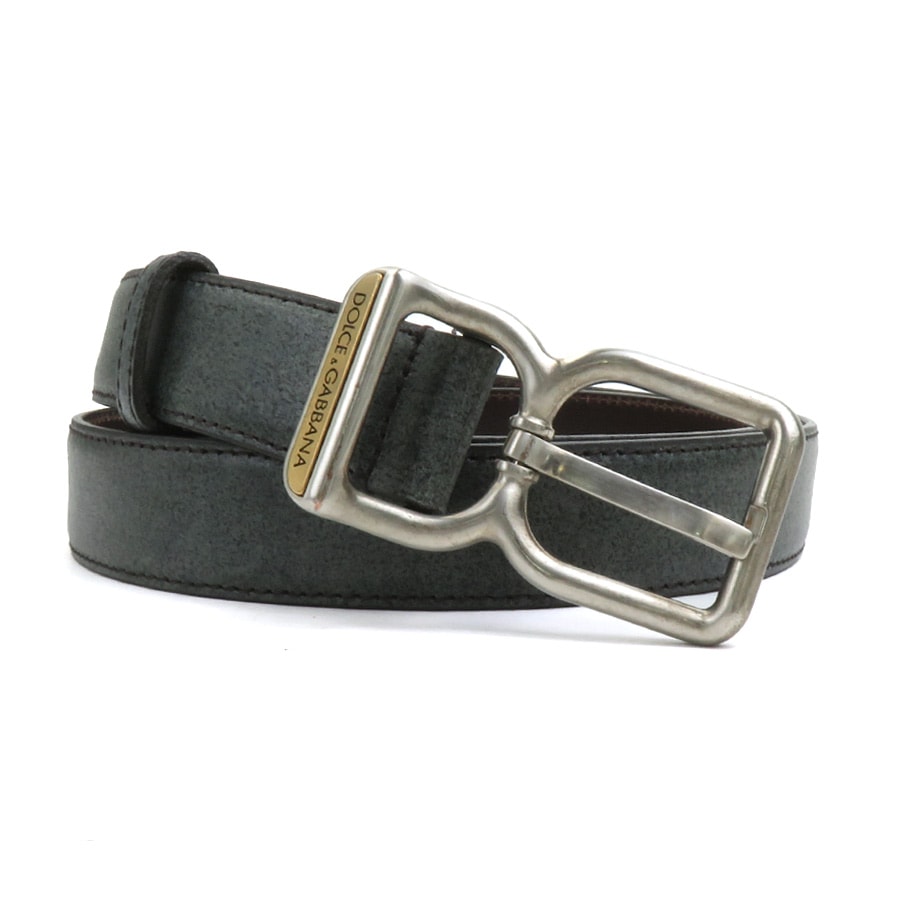 ドルチェアンドガッバーナ DOLCE&GABBANA ベルト レザー グレー メンズ【中古】 55934k
