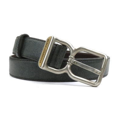 ドルチェアンドガッバーナ DOLCE&GABBANA ベルト レザー グレー メンズ【中古】 55934k