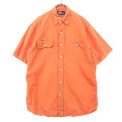 美品 Polo by Ralph Lauren ポロバイラルフローレン 半袖 コットンシャツ M オレンジ
