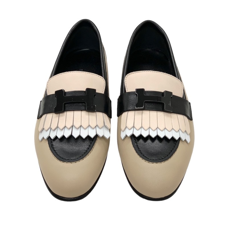 エルメス HERMES ロワイヤル ローファー 革靴 靴 シューズ レザー 未使用 モカシン フラットシューズ H金具 フリンジ