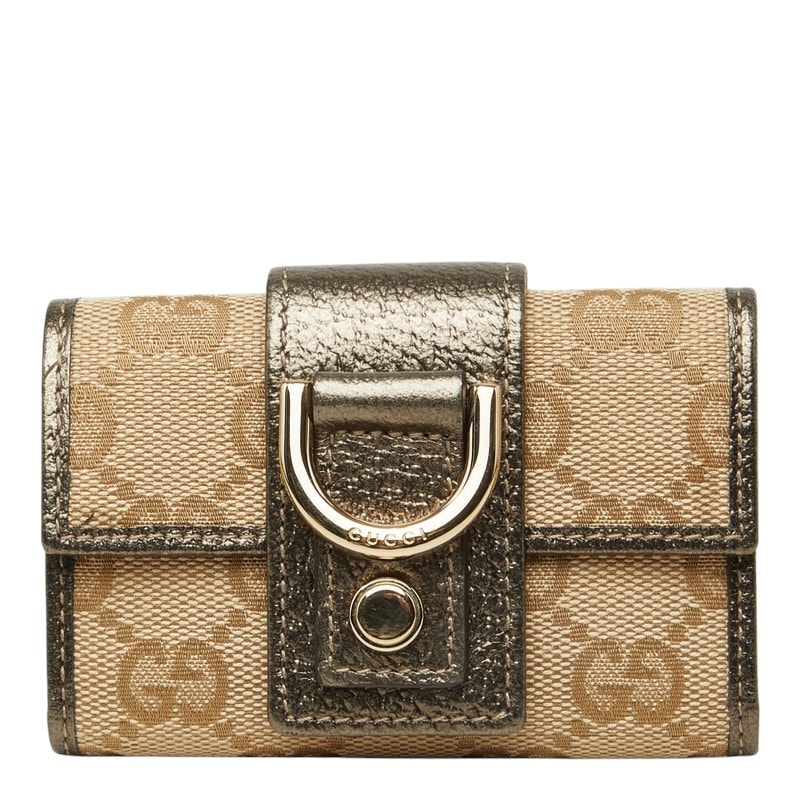 グッチ アビー GGキャンバス 三つ折り キーケース 141419 ベージュ キャンバス レザー レディース GUCCI 中古