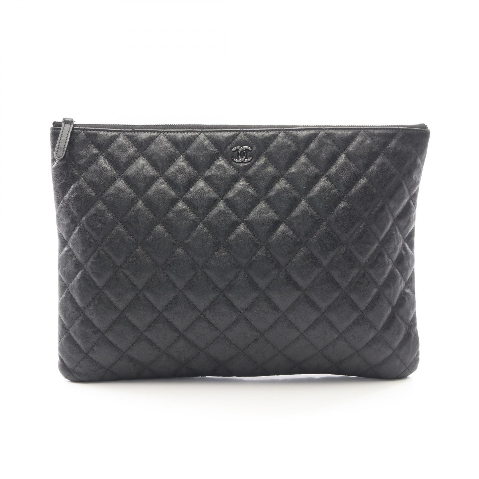 シャネル CHANEL マトラッセ ブラック金具 セカンドバッグ クラッチバッグ バッグ レザー レディース ブラック系 【中古】
