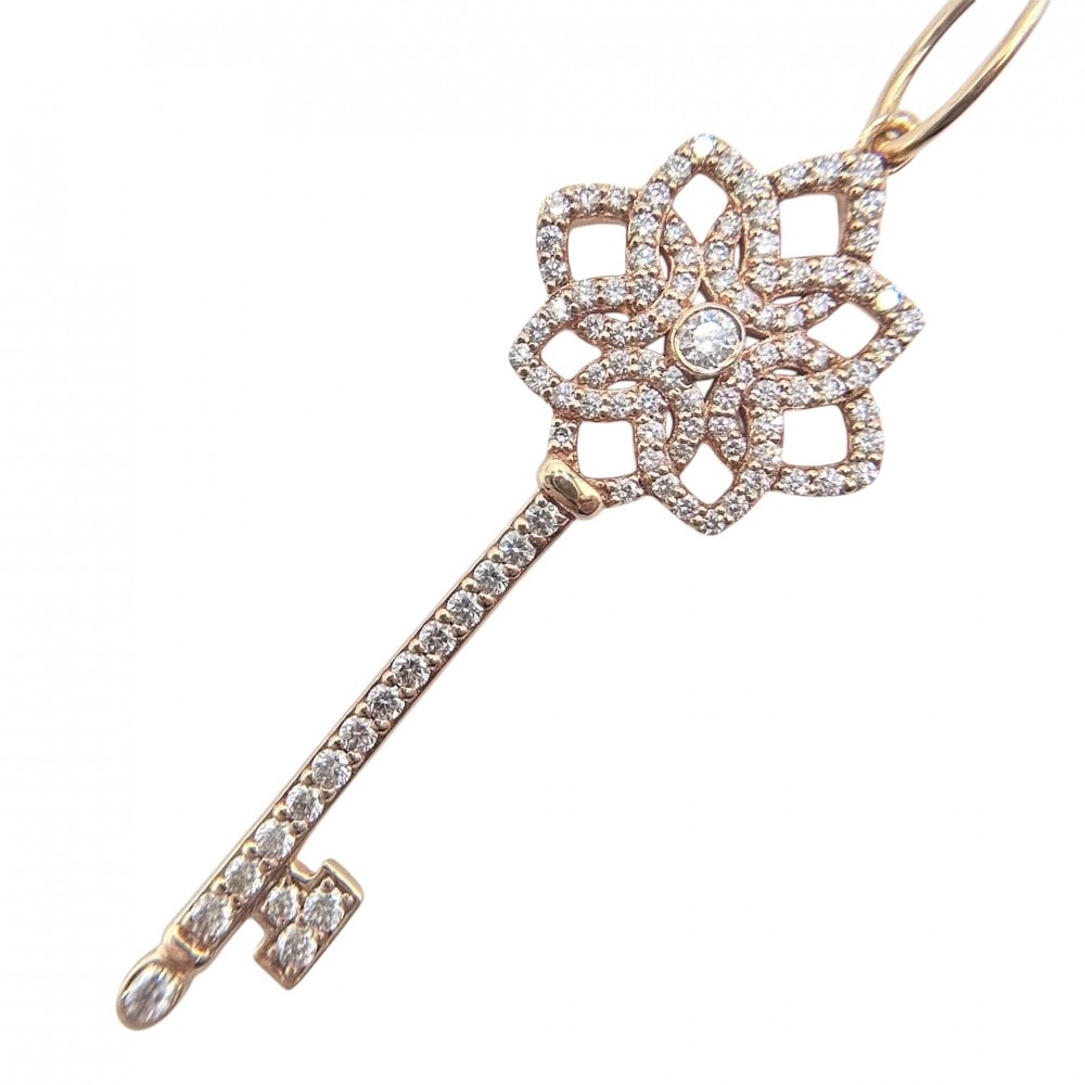 TIFFANY&Co. ティファニー ネックレス ペンダント ウォーブンキー ジュエリー アクセサリー 18金PG Au750 K18ピンクゴールド ダイヤモンド レディース 約4.5g 美品【中古品】