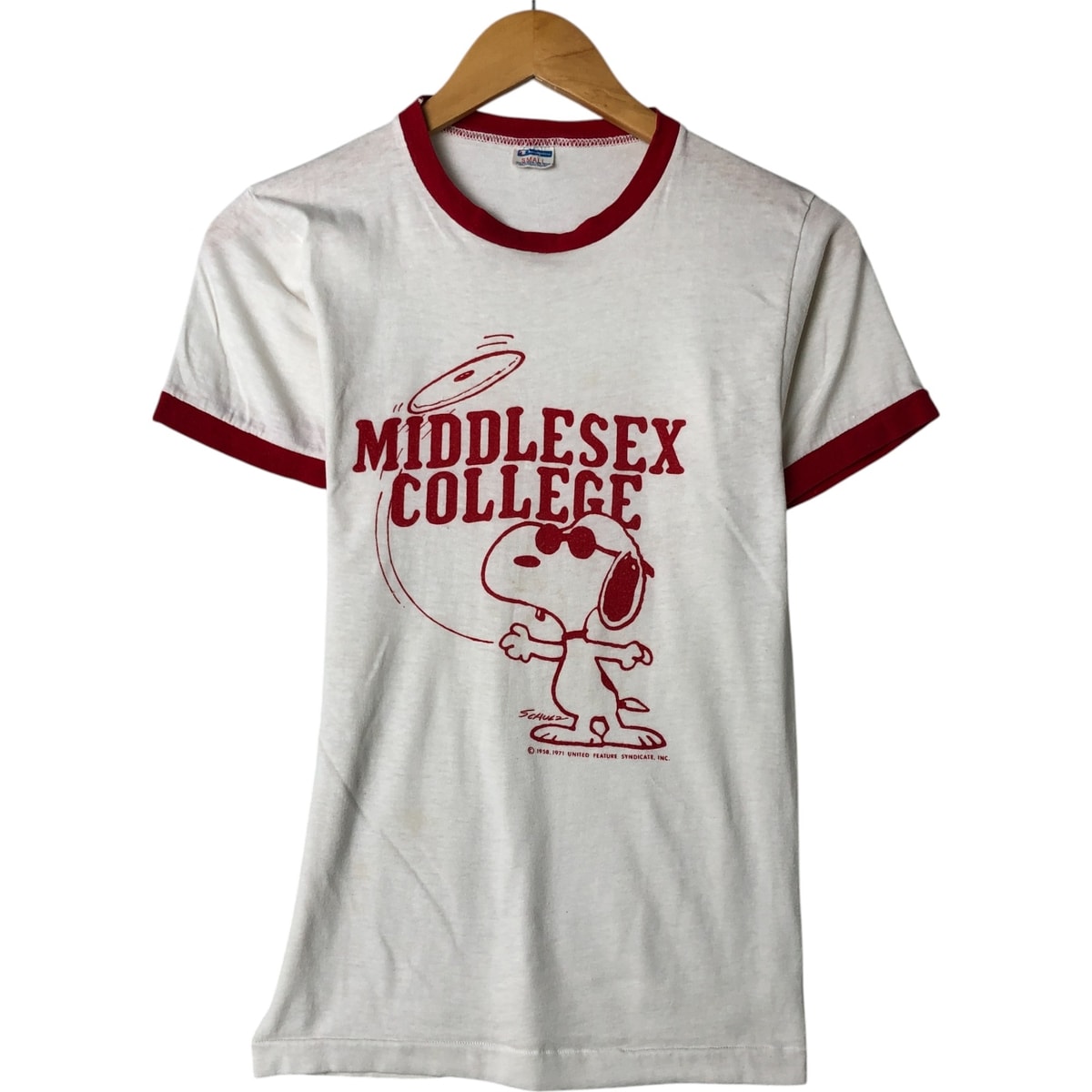 古着 70年代 チャンピオン Champion バータグ SNOOPY スヌーピー リンガーT キャラクタープリントTシャツ USA製 レディースS相当 ヴィンテージ/eaa565098