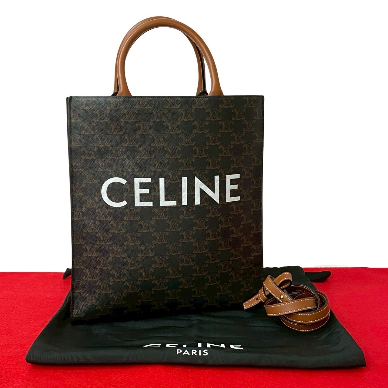 CELINE セリーヌ バーティカル カバ スモール レザー PVC ショルダーバッグ ブラウン
29862