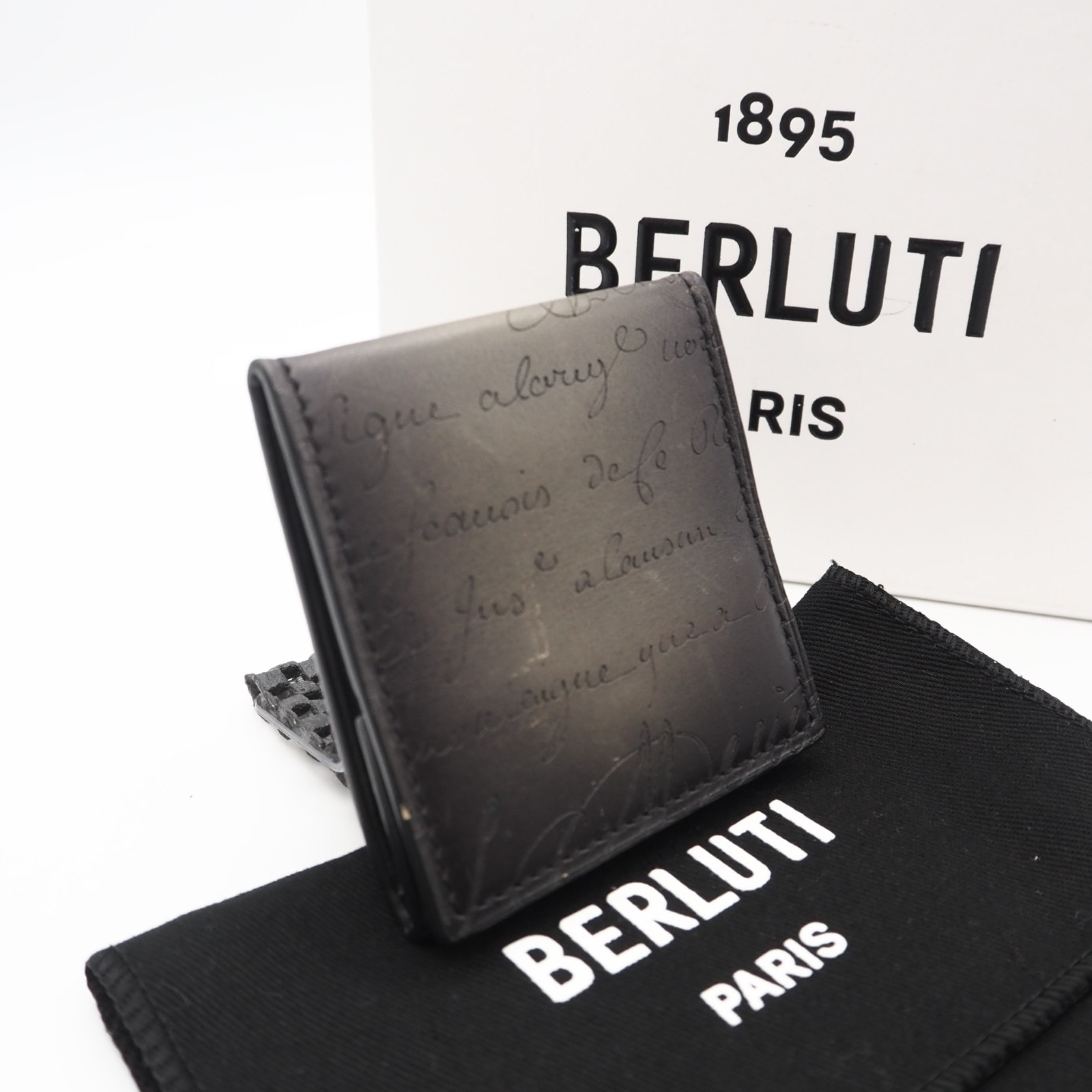 美品 Berluti ベルルッティ ヴェネチア レザー スクリット オリジン コインパース - コインケース ブラック カーフレザー メンズ