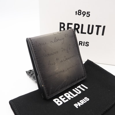 美品 Berluti ベルルッティ ヴェネチア レザー スクリット オリジン コインパース - コインケース ブラック カーフレザー メンズ