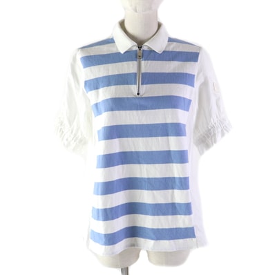 美品 モンクレール カットソー SS POLO ホワイト ブルー レディース M