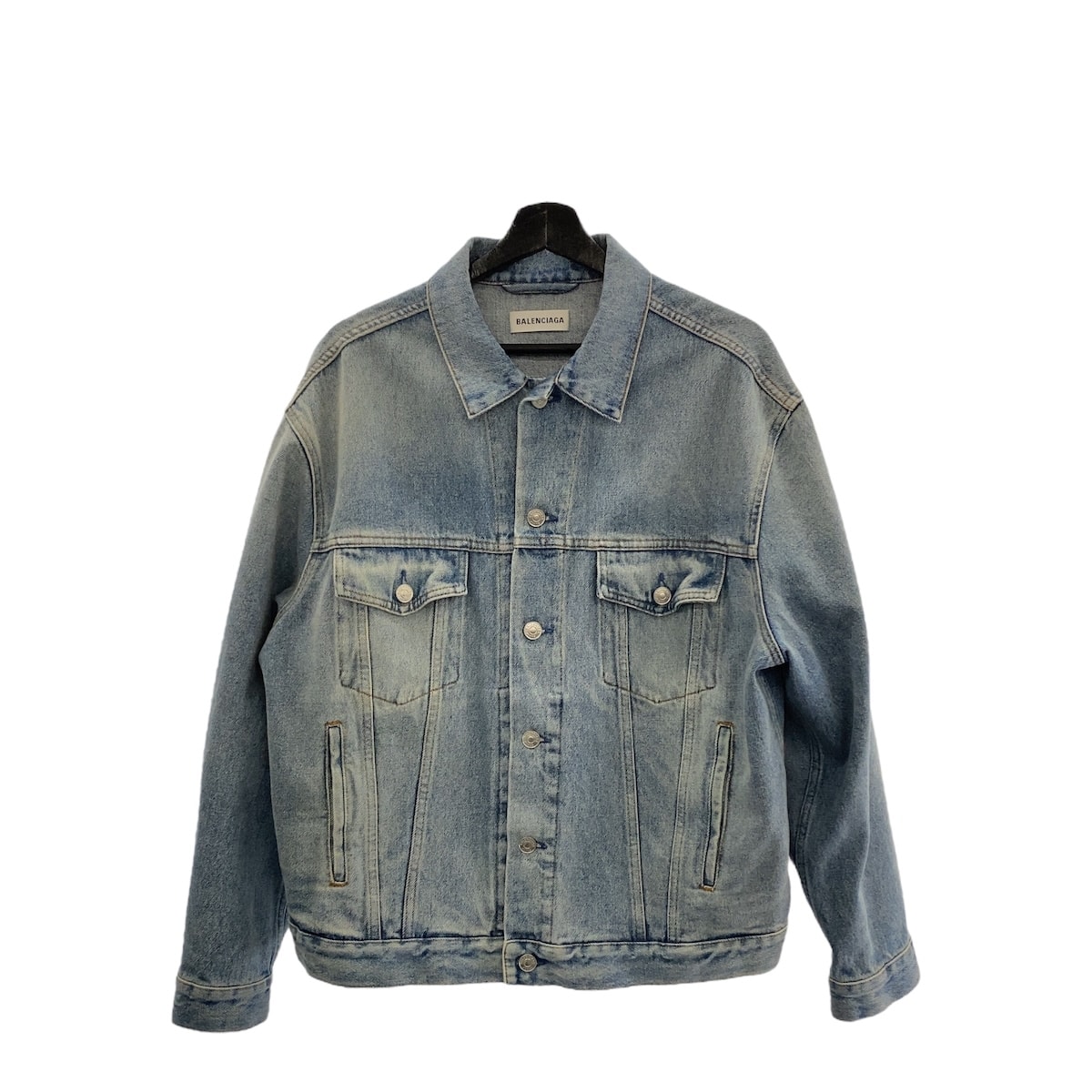 美品 BALENCIAGA バレンシアガ バックロゴ サイズ34 ライトブルー デニム コットン ポリエステル/ デニムジャケット アウター 506212 【中古】
