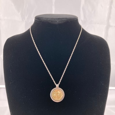 TIFFANY&CO(ティファニー) セントクリストファー コイン ネックレス K18/SV925 14.2g シルバー