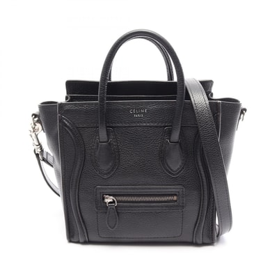 セリーヌ CELINE ラゲージ ナノショッパー 2WAY ハンドバッグ バッグ レザー レディース ブラック系 【中古】