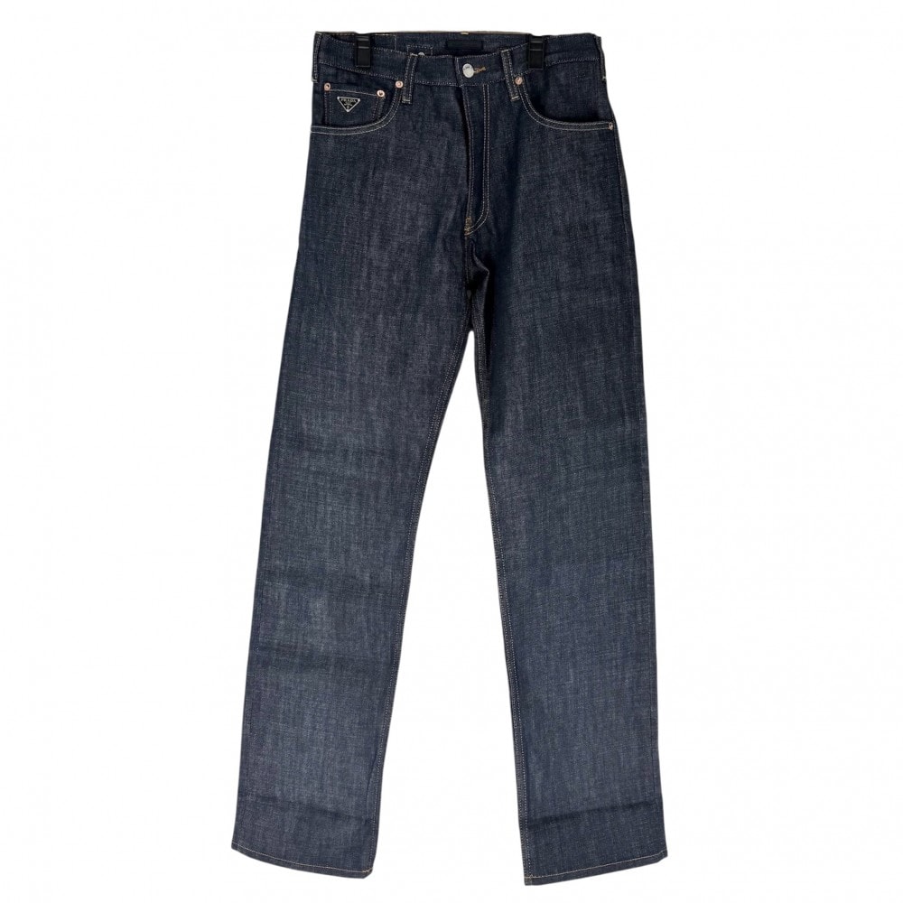 PRADA プラダ パンツ トライアングルロゴ ボトムス アパレル 服 デニムパンツ GEP358 インディゴ シルバー金具 コットン    メンズ 美品【中古品】