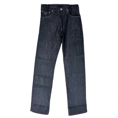 PRADA プラダ パンツ トライアングルロゴ ボトムス アパレル 服 デニムパンツ GEP358 インディゴ シルバー金具 コットン メンズ 美品【中古品】