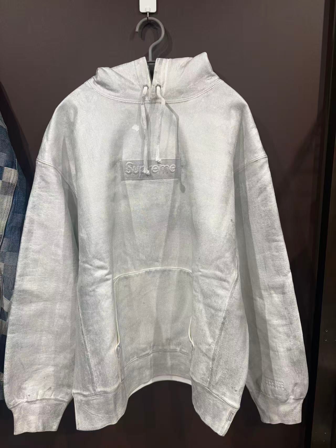 Supreme x MM6 Maison Margiela Foil Box Logo Hooded Sweatshirt "White"