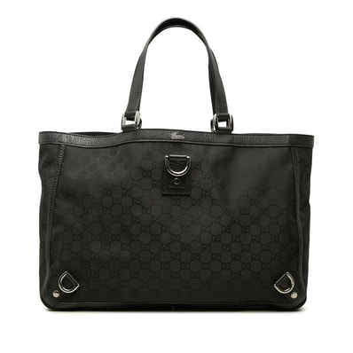 グッチ GGキャンバス アビー トートバッグ 293580 ブラック キャンバス レザー レディース GUCCI 中古