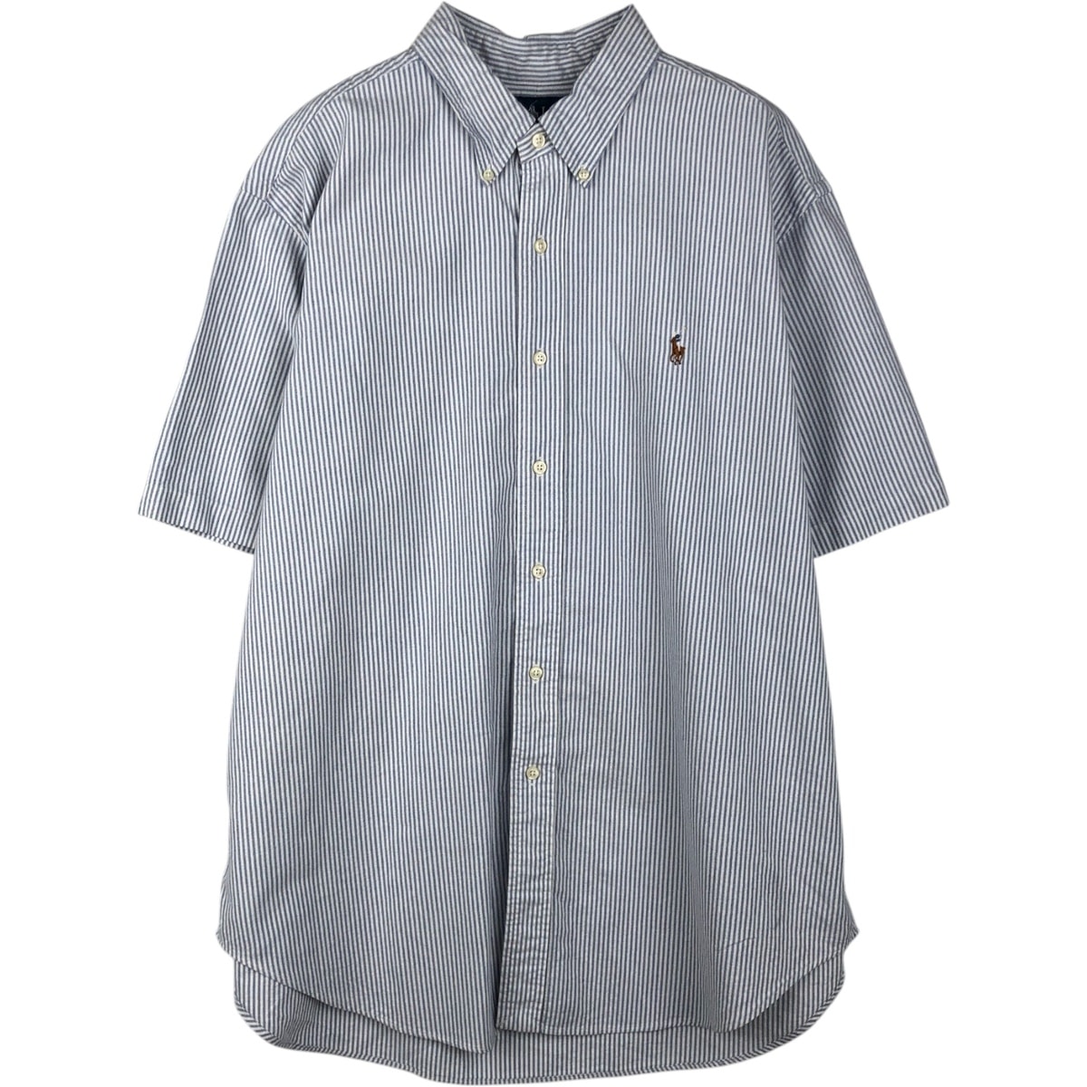 古着 ラルフローレン Ralph Lauren CLASSIC FIT クラシックフィット 半袖 ボタンダウン ストライプシャツ メンズXL相当/eaa643973