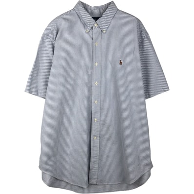 古着 ラルフローレン Ralph Lauren CLASSIC FIT クラシックフィット 半袖 ボタンダウン ストライプシャツ メンズXL相当/eaa643973