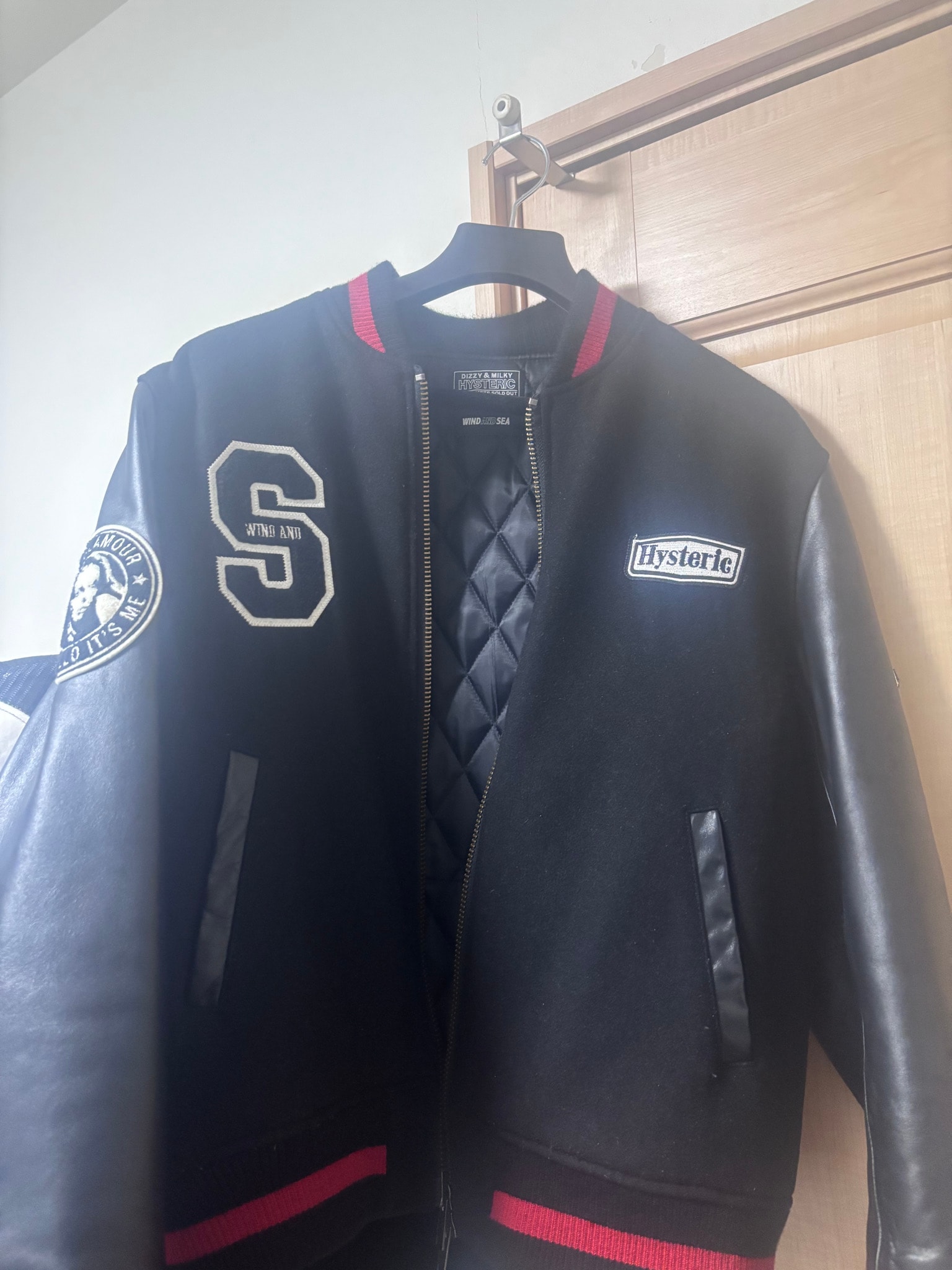 WIND AND SEA x HYSTERIC GLAMOUR Varsity Jacket "Black"