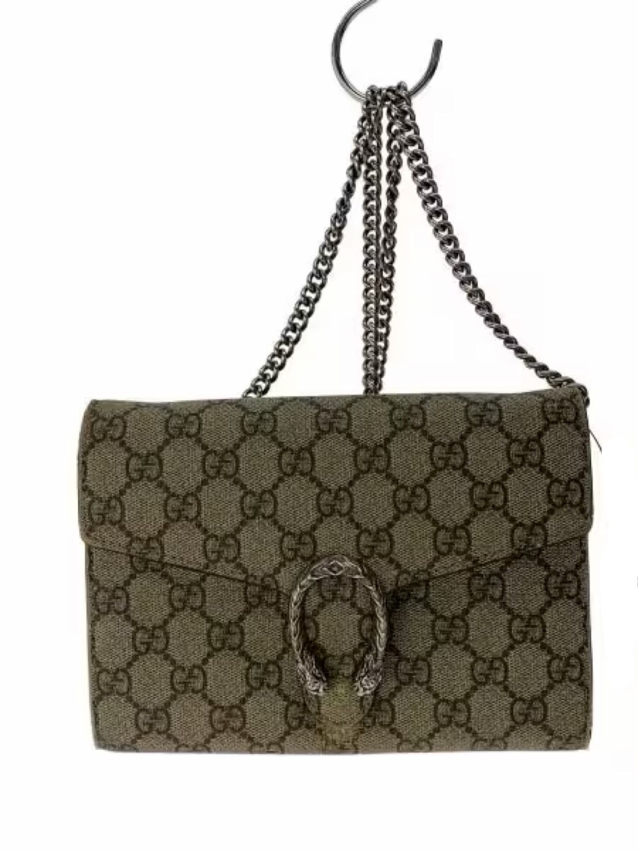 GUCCI Dionysus GG Supreme Chain Wallet "Beige"