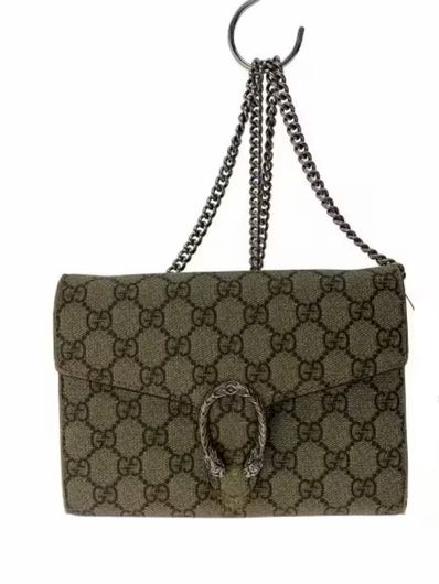 GUCCI Dionysus GG Supreme Chain Wallet "Beige"