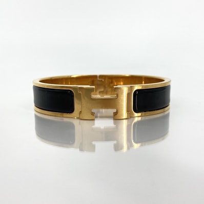 HERMES(エルメス) クリックH 回転式クラスプ ブレスレット ブラック×ゴールド