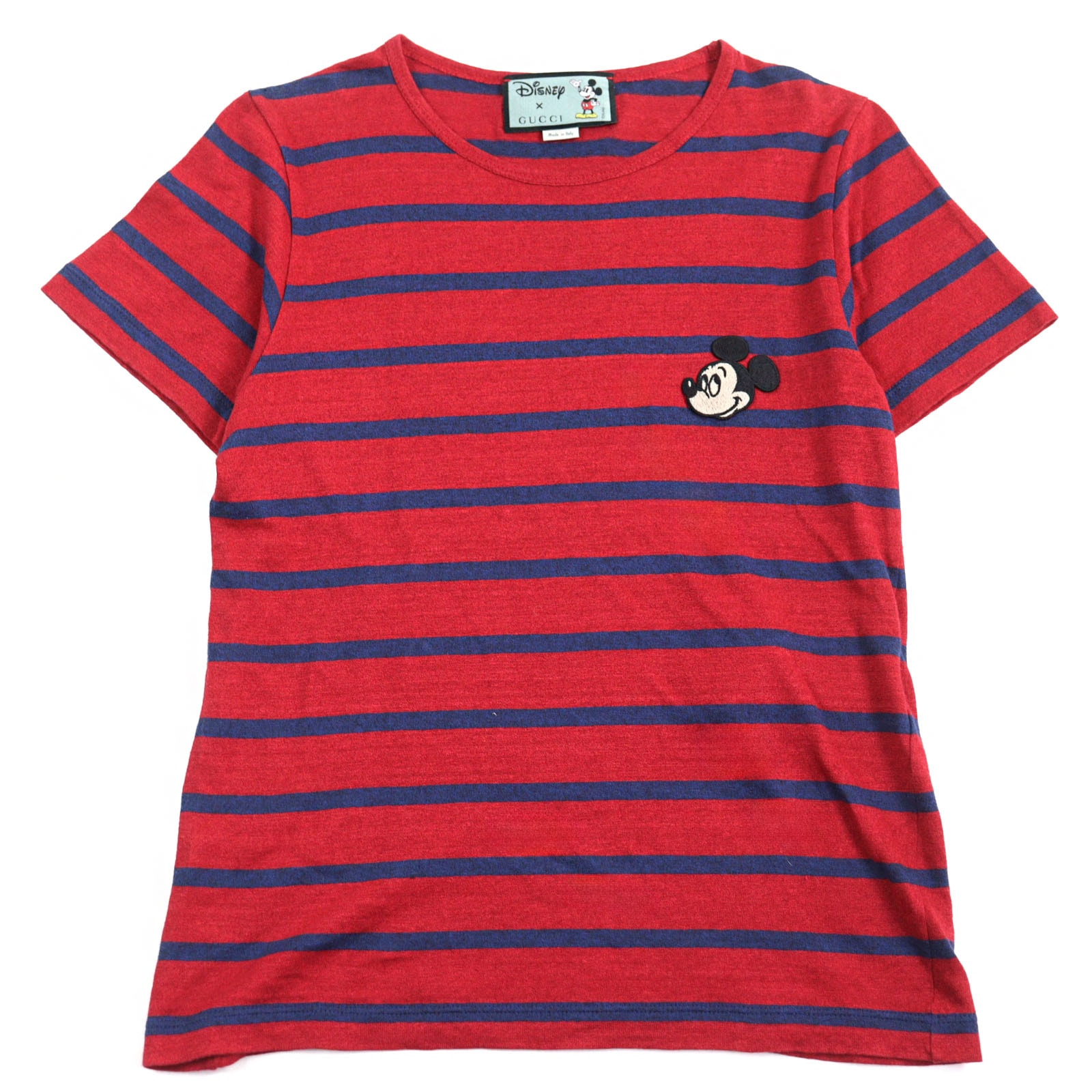 美品 グッチ×ディズニー
 半袖Tシャツ レッド ブルー ボーダー柄 メンズ XS 598971