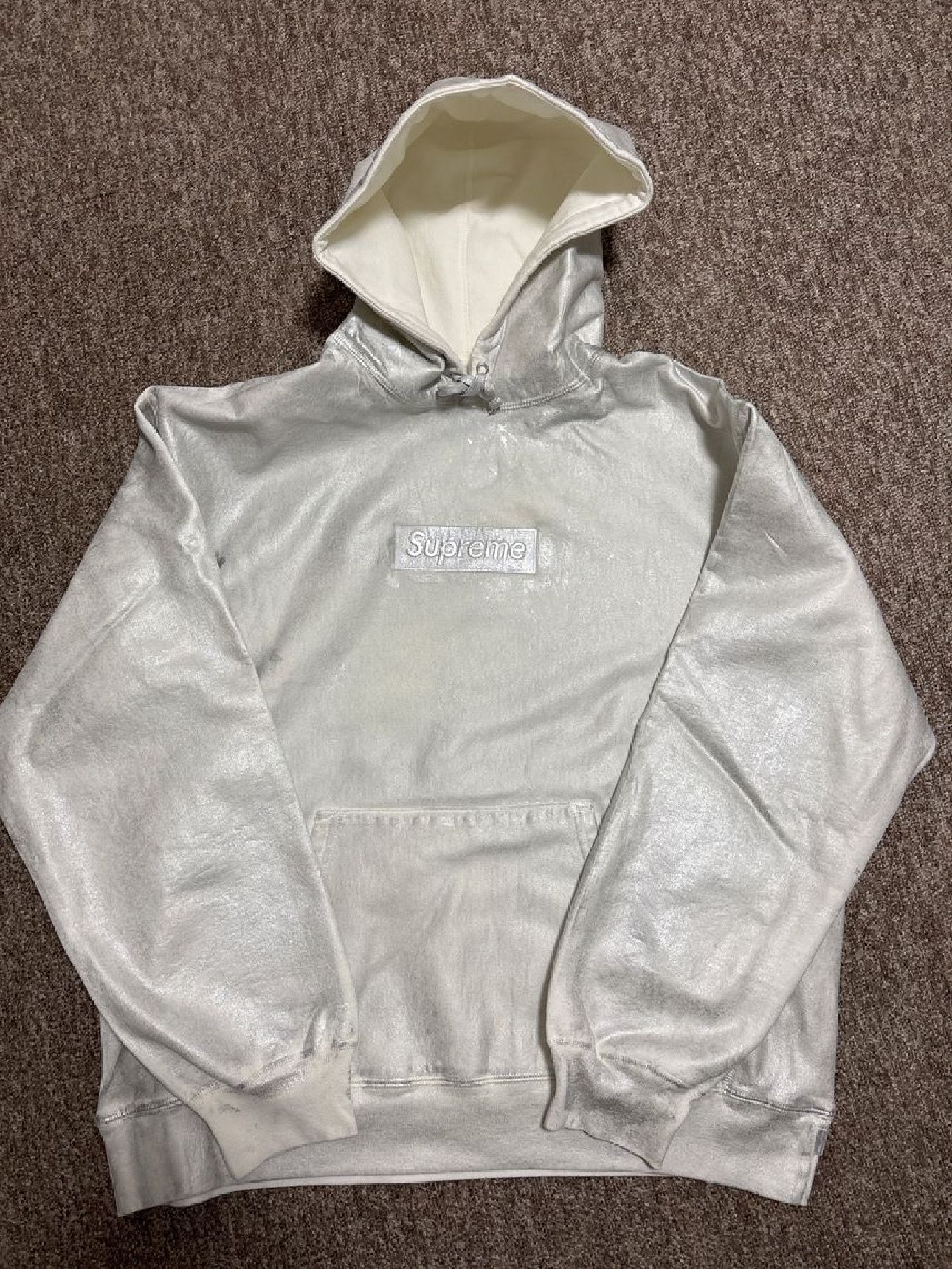 Supreme x MM6 Maison Margiela Foil Box Logo Hooded Sweatshirt "White"