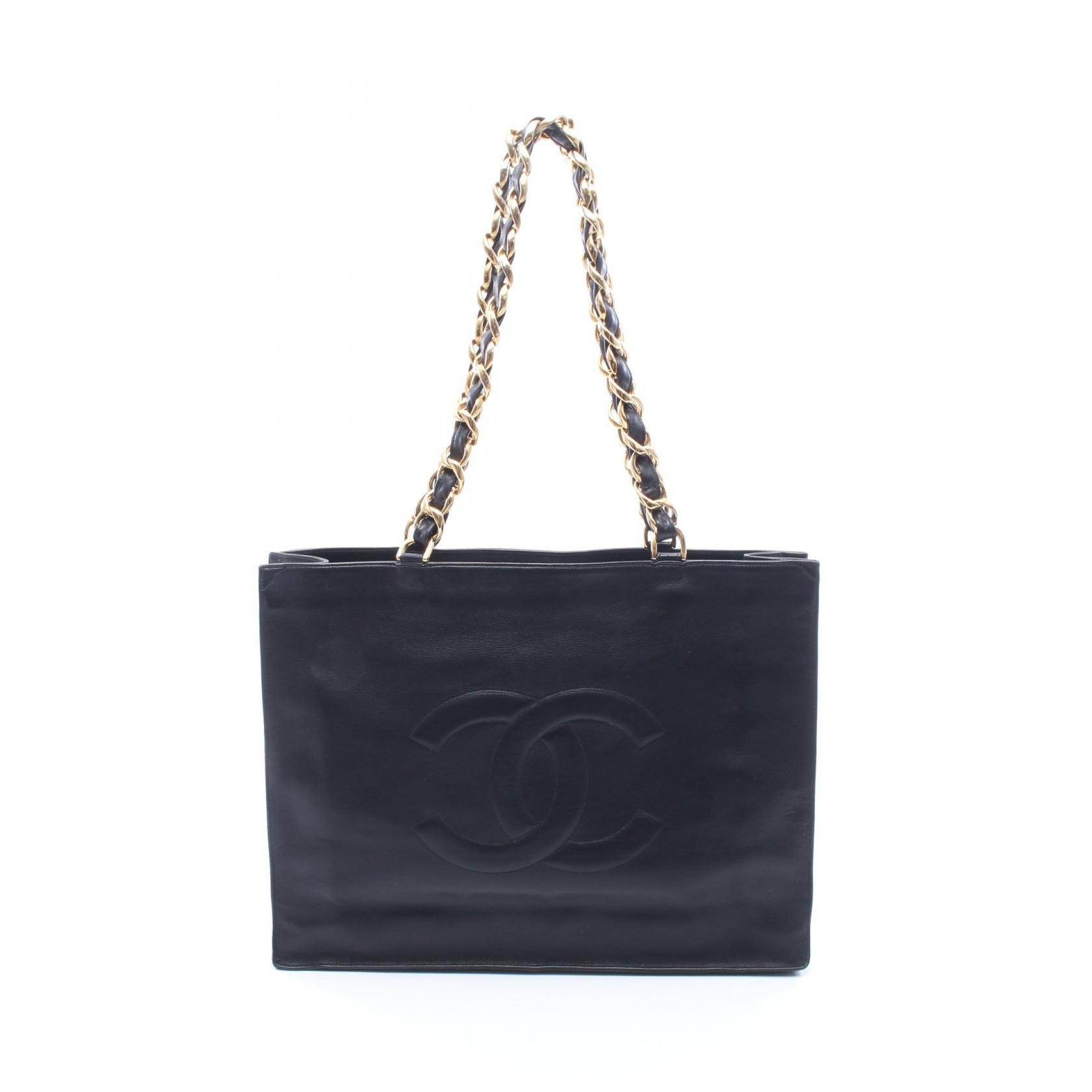 シャネル CHANEL デカココマーク トートバッグ バッグ ラムスキン(羊革) レディース ブラック系 【中古】