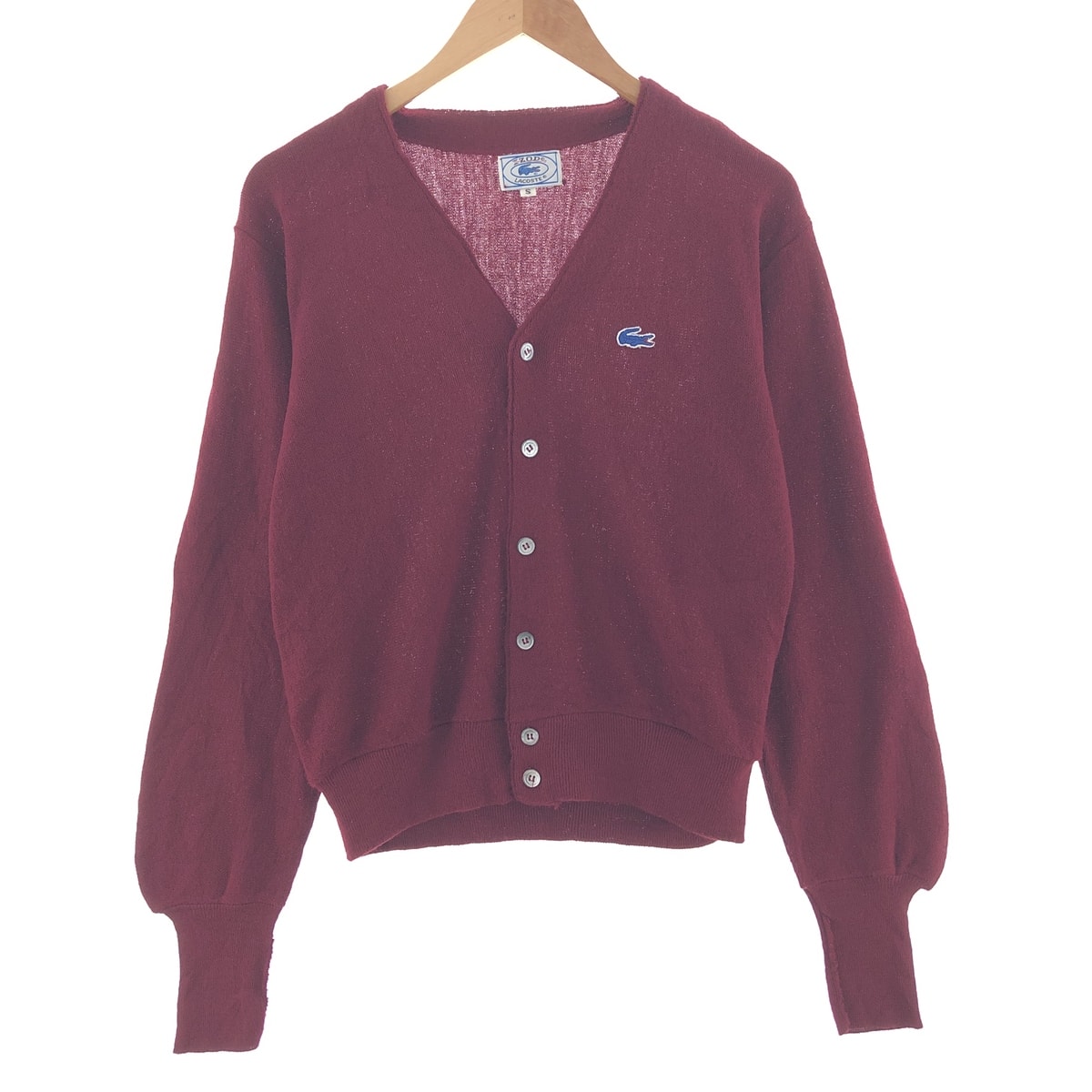古着 70~80年代 ラコステ LACOSTE IZOD アクリルニットカーディガン メンズS相当 ヴィンテージ/taa003385