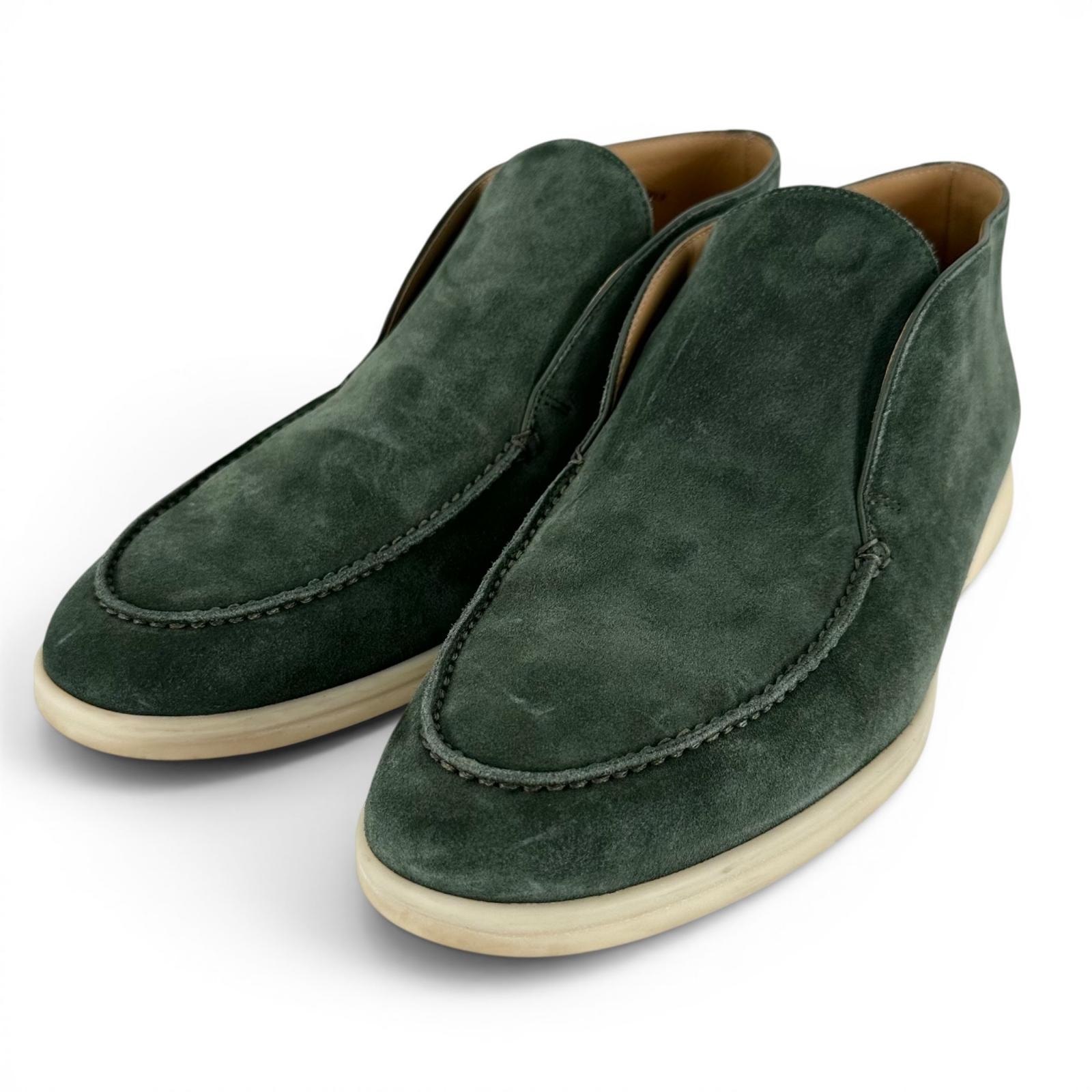 美品 ロロピアーナ アンクルブーツ OPEN WALK グリーン メンズ 40.5 52629L