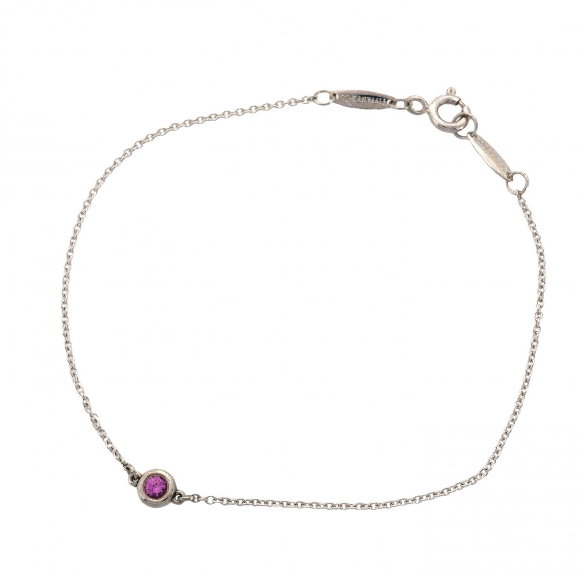 ★SALE【6jcb0821-k】ティファニー ブレスレット バイザヤード シルバー925 ピンクサファイア【中古】レディース