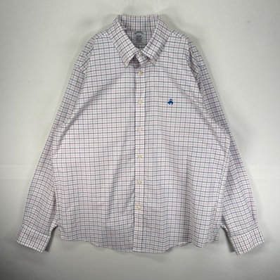 古着 ブルックスブラザーズ Brooks Brothers 長袖シャツ ボタンダウン ワンポイント L ホワイト系 チェック メンズ