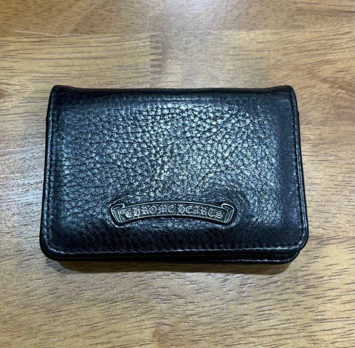 未使用レベル CHROME HEARTS  クロムハーツ カードケース ブラック レザーウォレット 財布