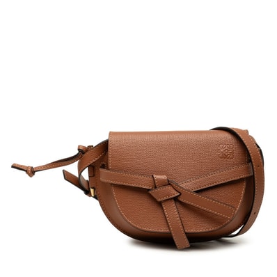 ロエベ ゲート デュアル ミニ 斜め掛け ショルダーバッグ ブラウン レザー レディース LOEWE 中古